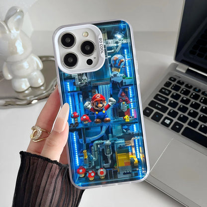 Super M-MarioS Bros Game Phone Case IMD Color Silver Shell For IPhone 16 15 14 13 12 11 Pro Max Plus