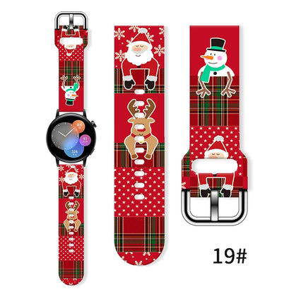 20mm Christmas 6 Strap for Samsung Galaxy Watch 7/6/5 40mm 44mm Band Replaceable Bracelet for Xiaomi Huawei Amazfit Watchband