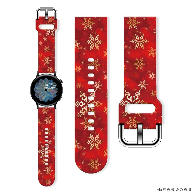 20MM Snowflake series printed watch strap for Samsung Galaxy Watch 7/6/5 40mm 44mm Band Replaceable Bracelet for Xiaomi Huawei