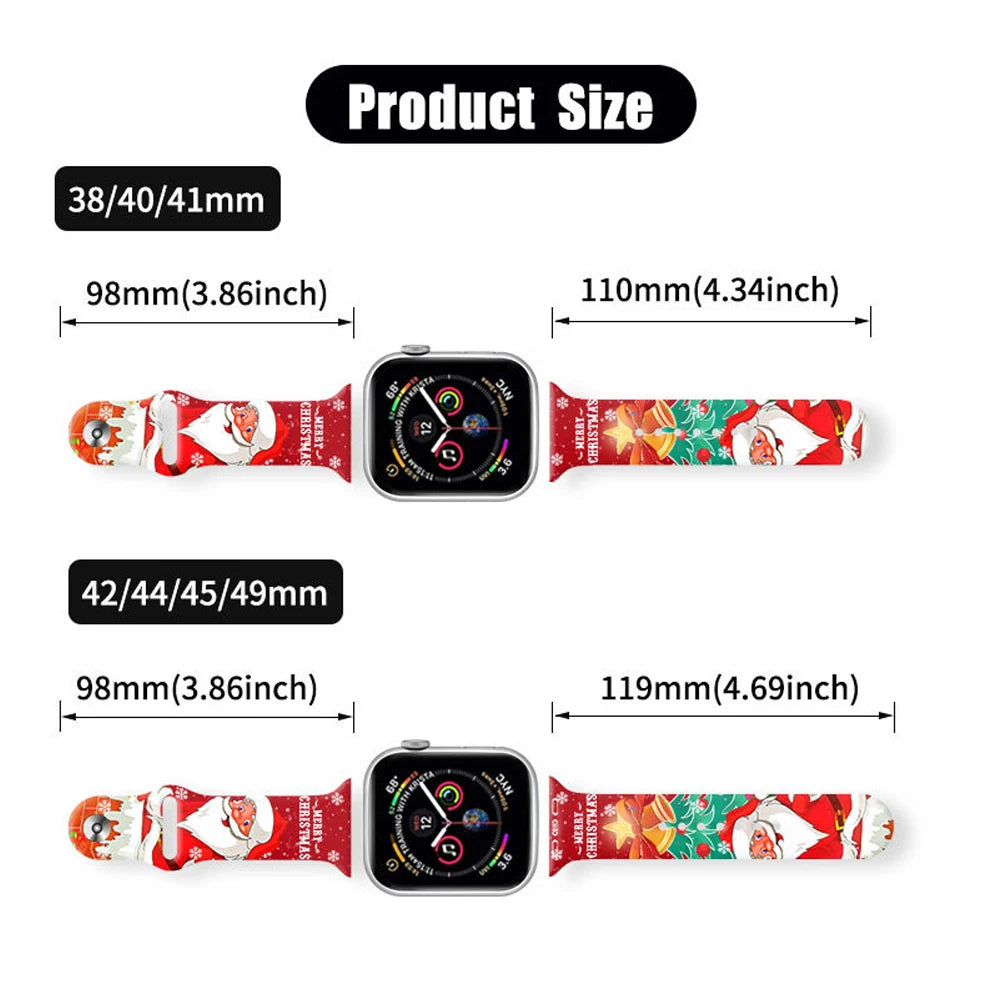 Christmas Bands for Apple Watch Bands 46mm 41mm 42mm 44mm 45mm 49mm Silicone Sport Strap iWatch Series 10 9 8 7 SE 6 5 4 Ultra 2