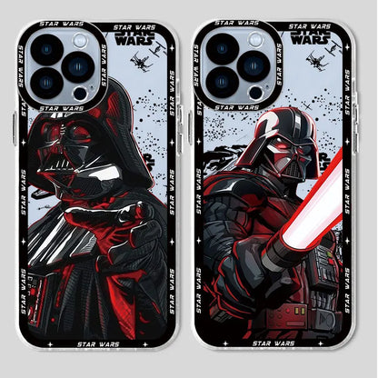 Stars Anime Wars Phone Case for iPhone 7 8 XR 13 Mini 11 12 Pro XS Max 14 Pro Max SE 15 Plus Shell TPU Cover Transparent Soft