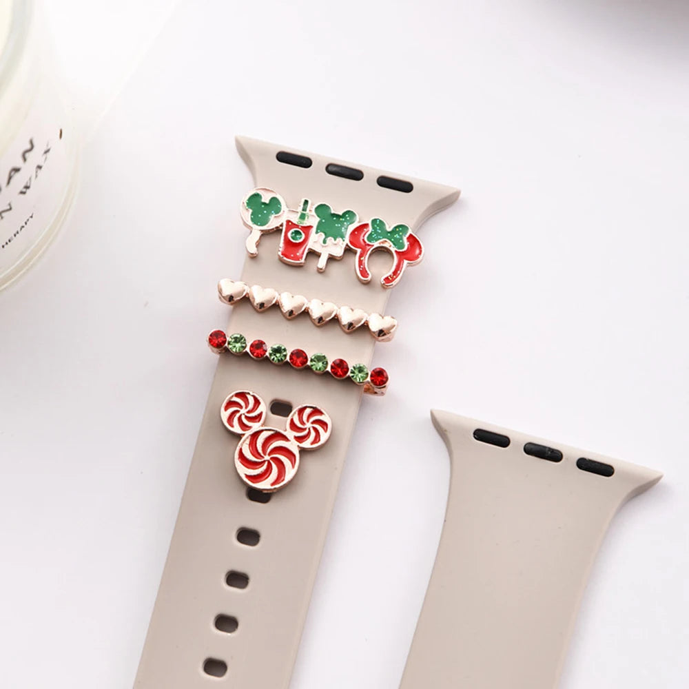 Suitable for Apple Watch Decorative Rings Christmas Watch Decorative Accessories Silicone Strap Decorations