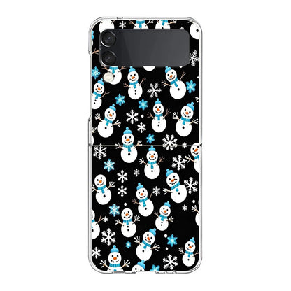 Merry Christmas Pattern Phone Case For Samsung Galaxy Z Flip 6 ZFlip 5 7 Hard Transparent Cover for Samsung ZFlip4 ZFlip3 Shell