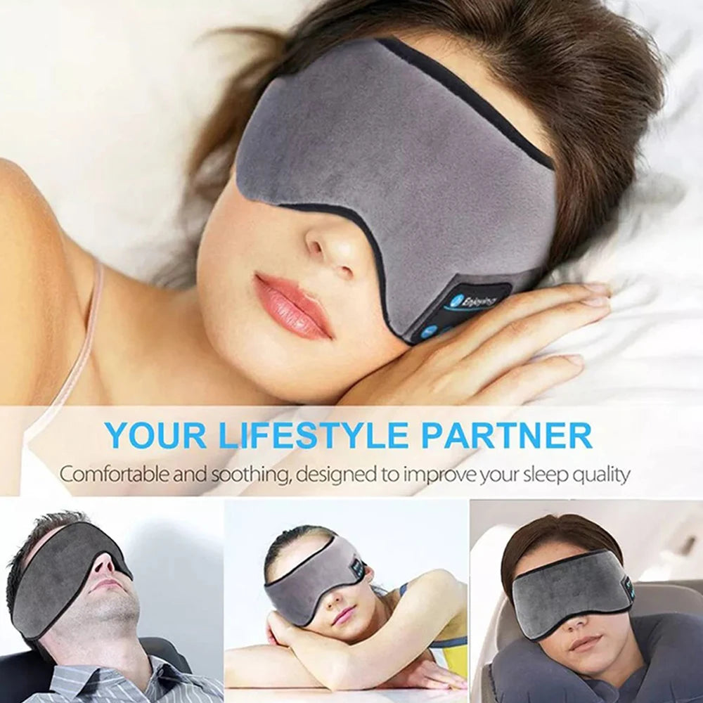 Fone Bluetooth Earphones Sports Sleeping Headband Elastic Wireless Headphones Music Eye Mask Wireless Bluetooth Headset Headband - covers4phones