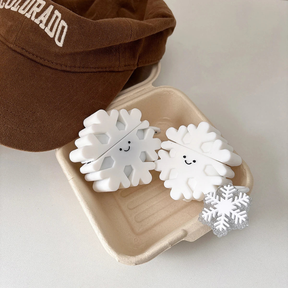 Christmas Cartoon Snowflake Case for AirPods 4 Airpod 1 2 3 Pro Pro2 Bluetooth Earbuds Protective Earphone Case Cover