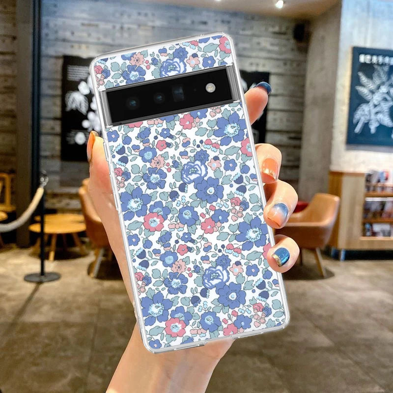 Phone Case For Google Pixel 9 8 7 6 9A 8A 7A 6A 5 4 5A 4A 3A Pro XL Soft Clear TPU Transparent Cover flower art