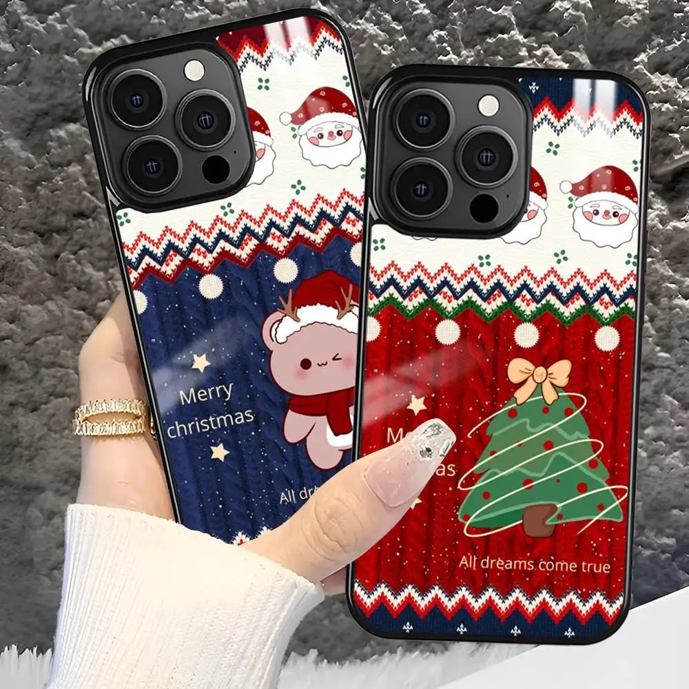 Merry Christmas New Year Phone Case MagSafe Magnetic for iPhone 16 15 14 13 12 11 Pro Plus Max Mini Wireless Charger Funda