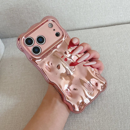 Luxury Curved Waves 3D Bubble Plating Phone Case For iPhone 17 Air 16 15 Plus 14 13 12 Pro Max 11 Shockproof Soft Glossy Cover