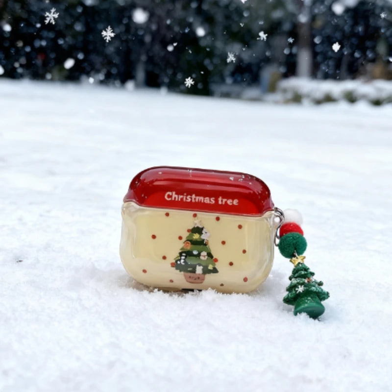Cute Cartoon Christmas Tree & Animal Case Gen Protective Cover For Daily Use Holiday Travel  For AirPods Pro 1/2/3 Peripheral