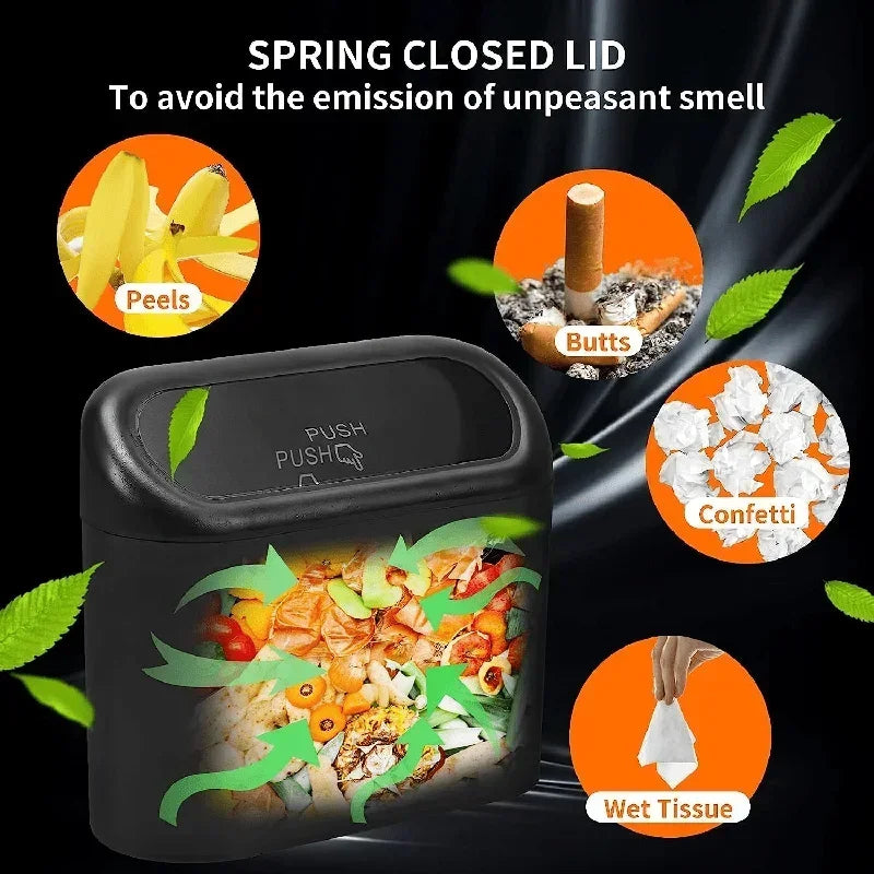 Car Trash Can Bin with Lid Universal Vehicle Mini Leakproof Garbage Can Bin Car Organizers and Storage for Auto Office Home