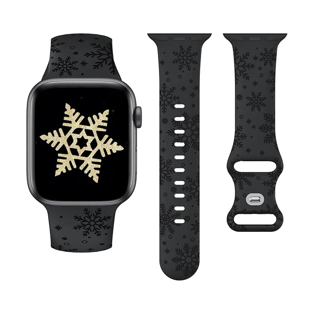 Christmas Engraved Strap For Apple Watch Band 49mm 46mm 45mm 44mm 42mm 40 41 Bracelet correa IWatch Series 11 10 SE 9 8 7 Ultra