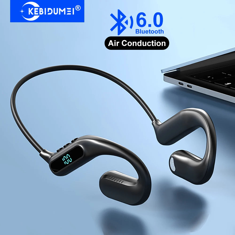Bluetooth 6.0 Earphones Air Conduction TWS Wireless Sports Headphones Neckband Headsets HiFi Stereo ENC Noise Reduction Earbuds