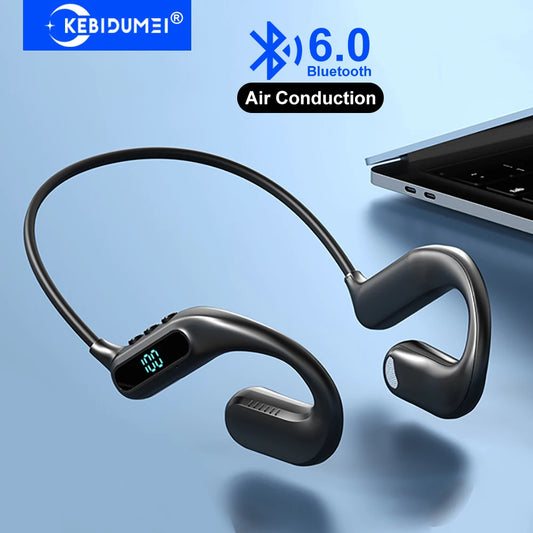 Bluetooth 6.0 Earphones Air Conduction TWS Wireless Sports Headphones Neckband Headsets HiFi Stereo ENC Noise Reduction Earbuds