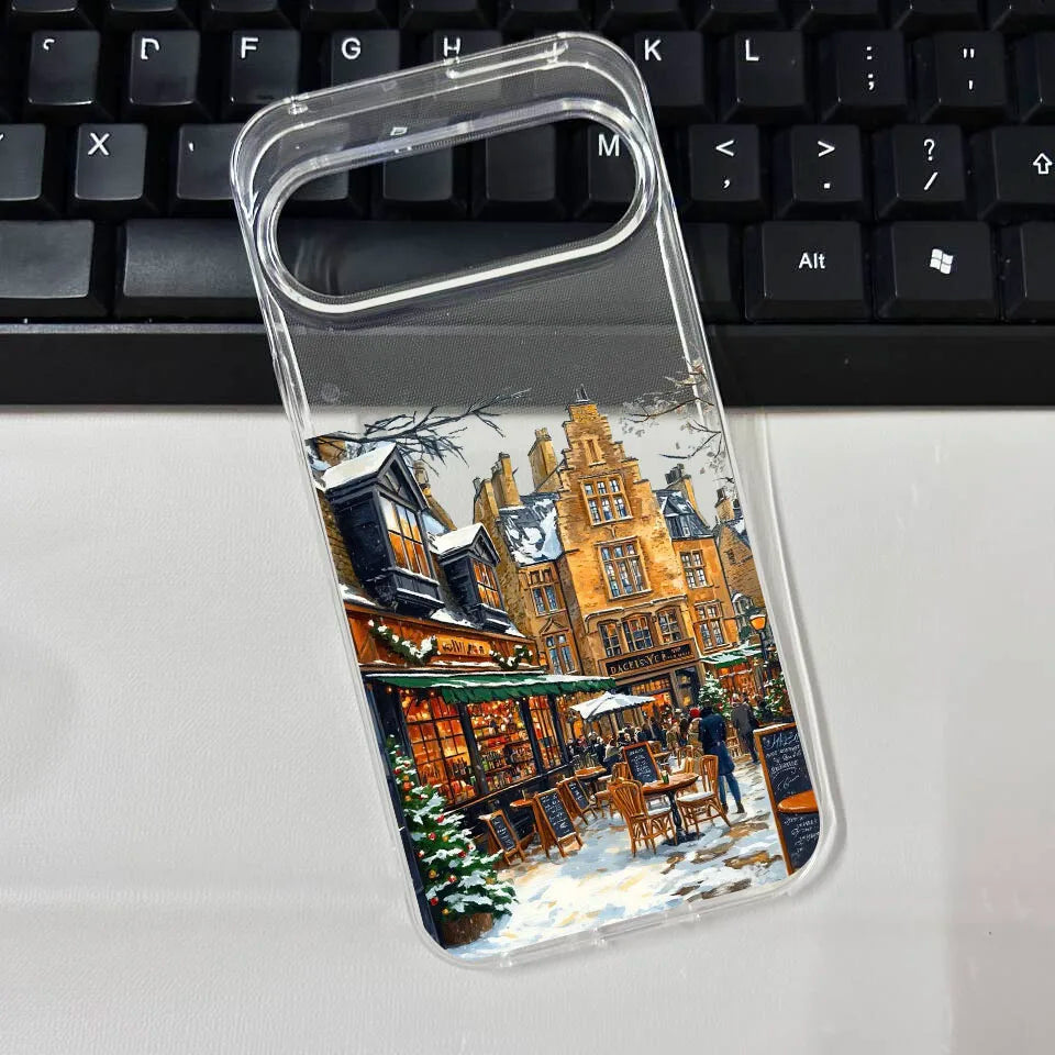 Winter Snow Landscape Phone Case For Google Pixel 10 10Pro 10 Pro XL 8 9 Pro 6 7 8 8A 5G Christmas Street Scenery Soft TPU Cover