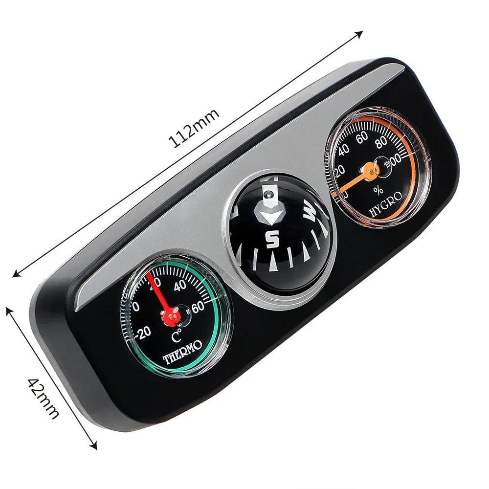Car Compass Thermometer Hygrometer 3 in 1 Auto Dashboard Navigation Ornament Vehicle Interior Decoration Accessories