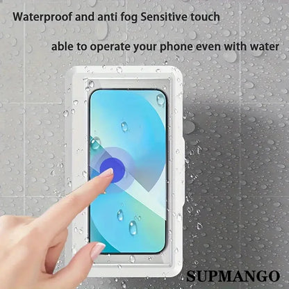 Waterproof Bathroom Wall-mounted Mobile Phone Box Protective Cover Touch Screen Mobile Phone Holder Kitchen Sealed Storage - covers4phones