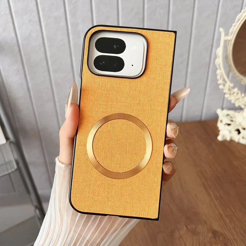 For Google Pixel 10 Pro Fold Case Magnetic PU Leather Lichee Pattern +PC Anti-slip Ultra Thin Cover for Google Pixel 10 Pro Fold