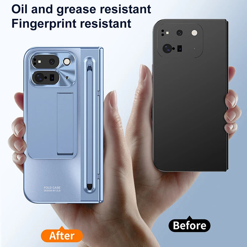 For Google Pixel 10 9 Pro Fold Case With Hinge Protection & Stylus Pen & Foldable Bracket & Screen Protector Phone Cover Shell