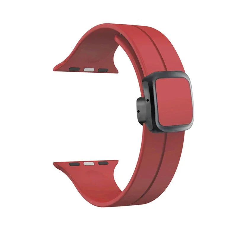New Magnetic Buckle Silicone Strap For Apple Watch Band 44mm 45mm 38mm 49mm 40 42 41mm Sport Bracelet iWatch ultra 2 9 6 7 8 SE