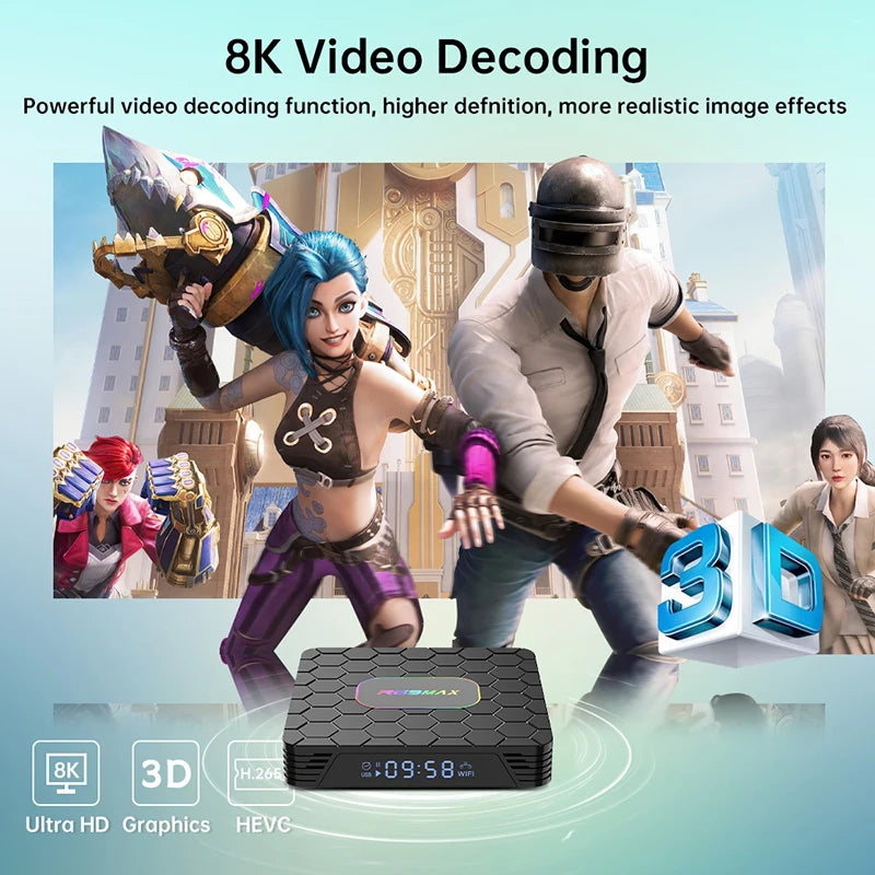 R69 Max Android 14 Smart TV Box Rockchip RK3528 Quad-core 8K HD Bluetooth5.0 Media Player Set-Top Box Support Google Netflix