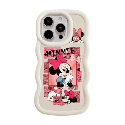 Disney Mickey Minnie Comic Macaron Big Waves Phone Case for iPhone 15 14 13 12 11 pro Max XS XR X 7 8 plus Silicone Candy Cover