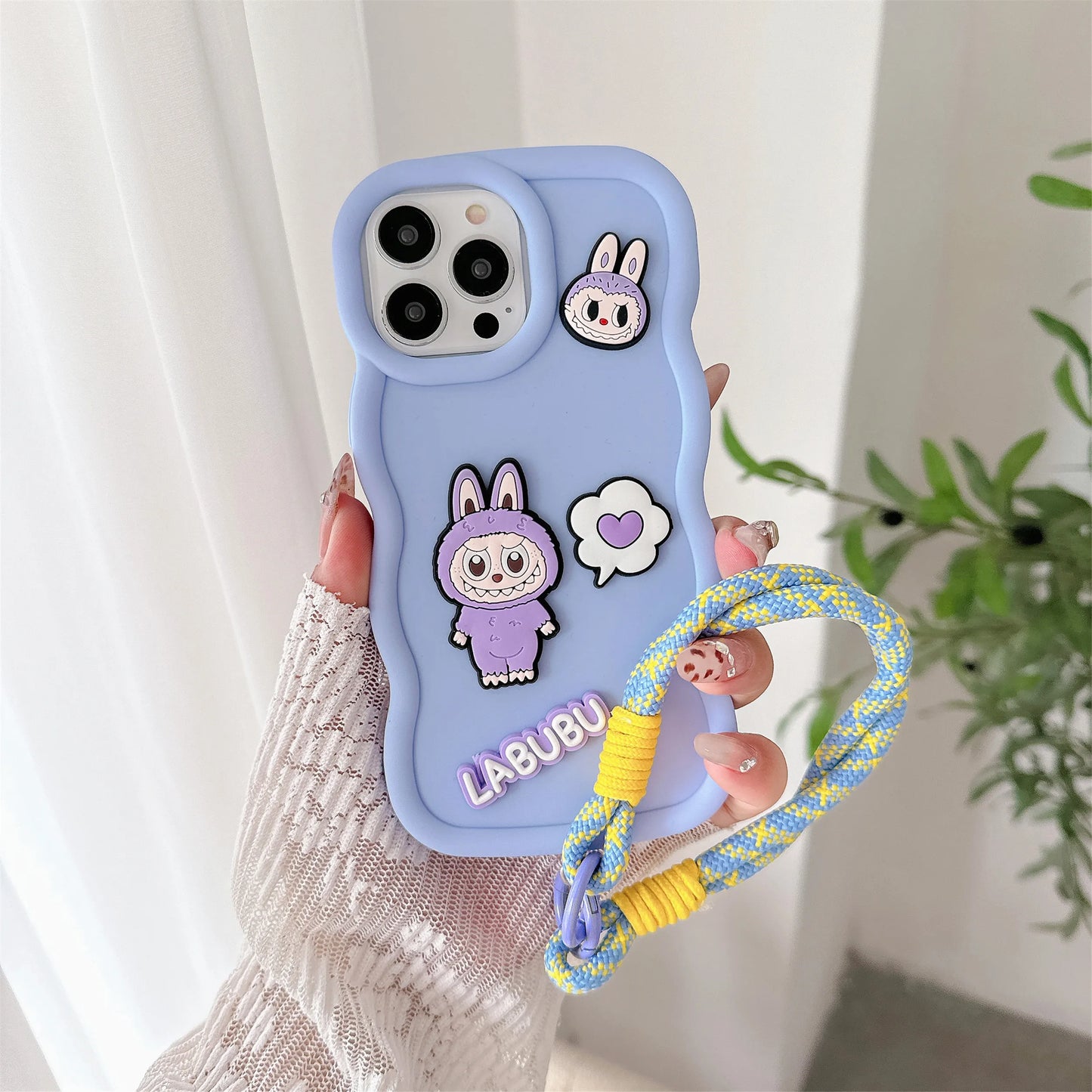 Cartoon Wrist Strap Phone Case for IPhone 17 Air 16 15 14 13 12 11 Pro Max XS X  XR 7 8 Plus Silicone Soft  Protective Cover