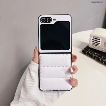 Fashion Down Jacket Air Cushion Case for Smausng Z Fold 6 Flip 6 Fold 5 4 3 ins Leather Shockproof Cover Galaxy Z Flip 5 4 3