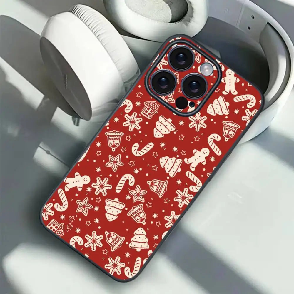 Christmas stocking deer pine Phone Case For 17 12 13 14 15 16Pro Max mini Plus strong magnetic attraction