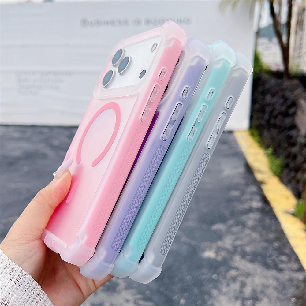 Color Change Laser Dazzling Magnetic Case for iPhone 17 Air 16 15 14 13 Pro Max for Magsafe Wireless Charge Shockproof Cover