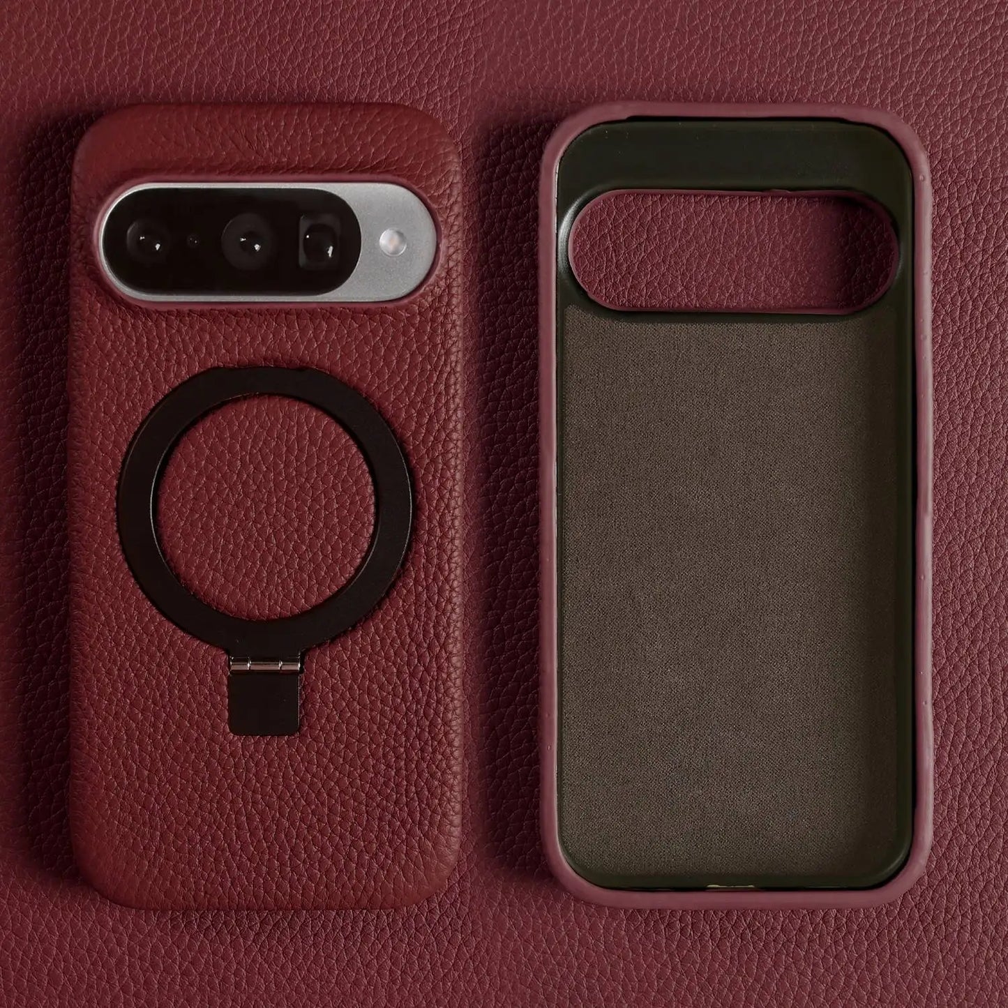 Magnet Ring Stand Phone Case For Google Pixel 10 Pro 9Pro 8A 7Pro 6pro 5A Cover Genuine Leather Case Magnetic Back Cover Cases