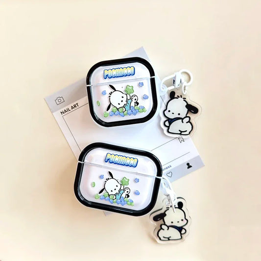 Cute Cartoon Sanrio Pochacco  Earphone Case For Airpods 1 2 3 4 Pro 2 Wireless Bluetooth Headset Protective Cover With Pendant