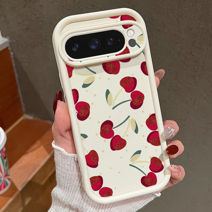 Cute Large Cherry Soft Phone Protector Case For Google Pixel 10 8 Pro 9A 8A 7A 9 10 Pro XL Shockproof Cover For Pixel 9 8 7 Pro