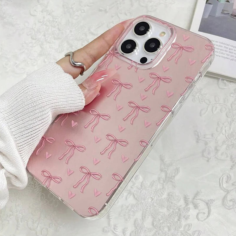 Case for iPhone 17 16 Butterfly Bow Print Phone Cases for iPhone 17 Air 15 14 13 12 11 Pro Max X XR XS 7 8 Plus SE2 16E Cover