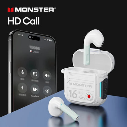 Original Monster XKT16 V5.3 Bluetooth Headphones Wireless HIFI Sound Earphones Low Latency Gaming Long Standby Earbuds