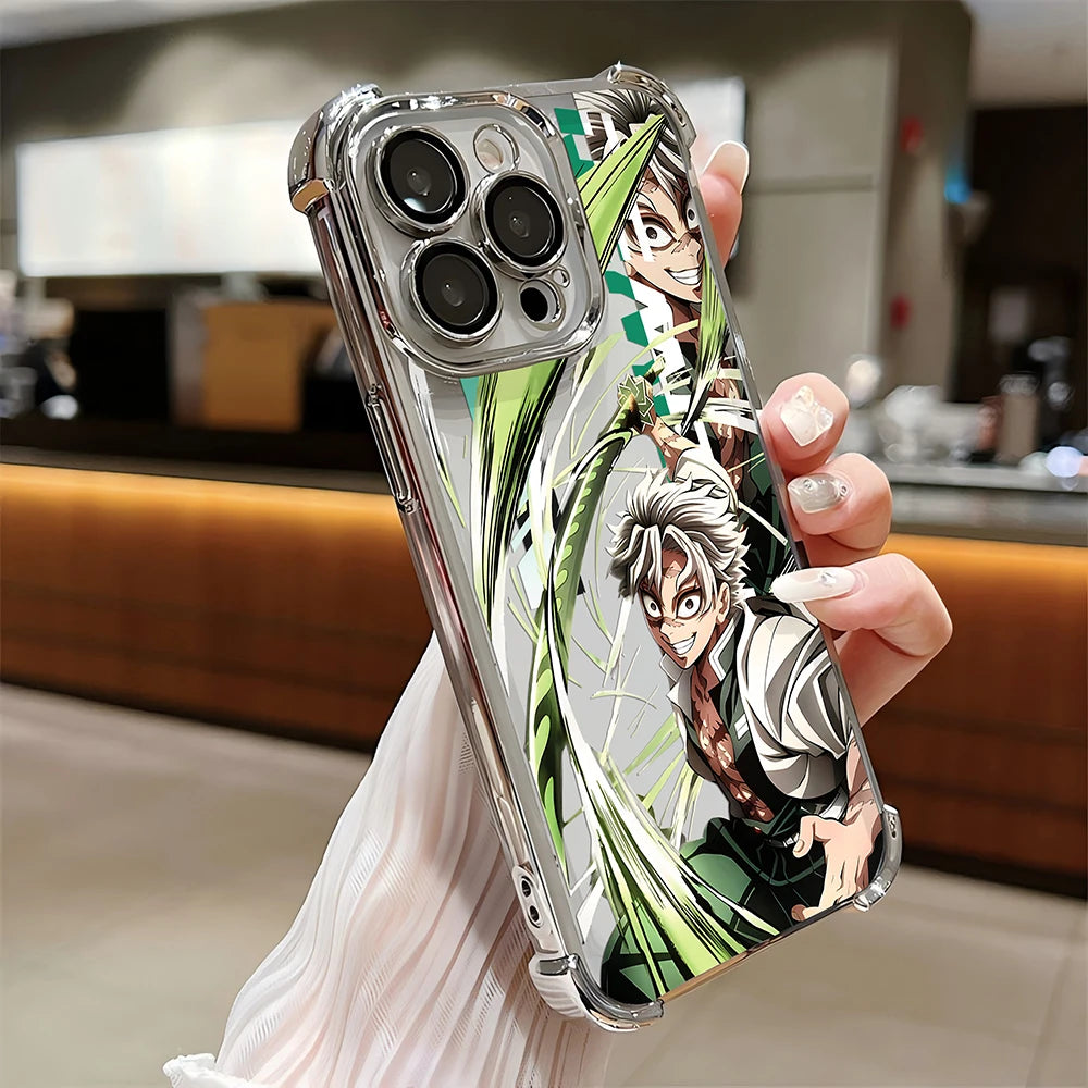 Anime Demon Slayer Plating Case For Samsung S25 S24 S23 S22 S21 S20 FE Note20 Plus Ultra 4G 5G Anti Fall Airbag Back Cover