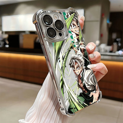 Anime Demon Slayer Plating Case For Samsung S25 S24 S23 S22 S21 S20 FE Note20 Plus Ultra 4G 5G Anti Fall Airbag Back Cover