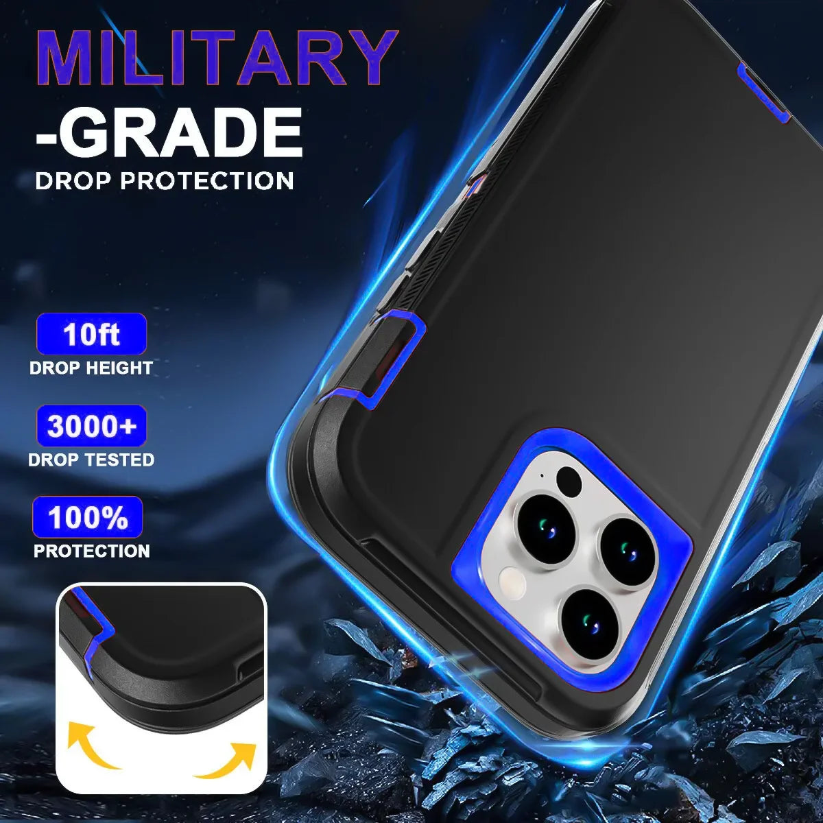 Shockproof Armor Defender Phone Case For iPhone 17 16 Pro Max 13 12 Mini 15 14 Plus 16E 17 Air Hard PC+TPU Stand Protector Cover