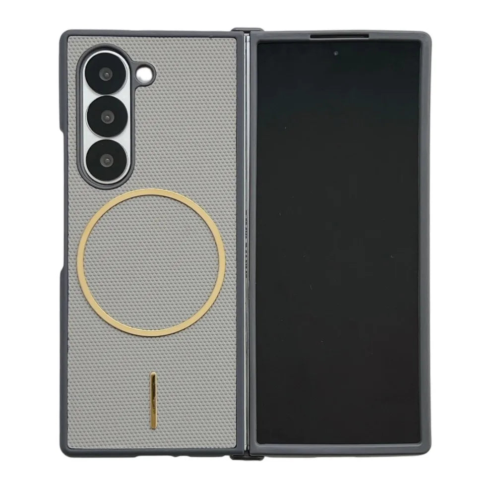 Light Luxury PU Matte Slim Solid Color Phone Cases for Samsung Galaxy Z Fold 7 6 5 4 3 Magnetic Wireless Charge Protective Cover