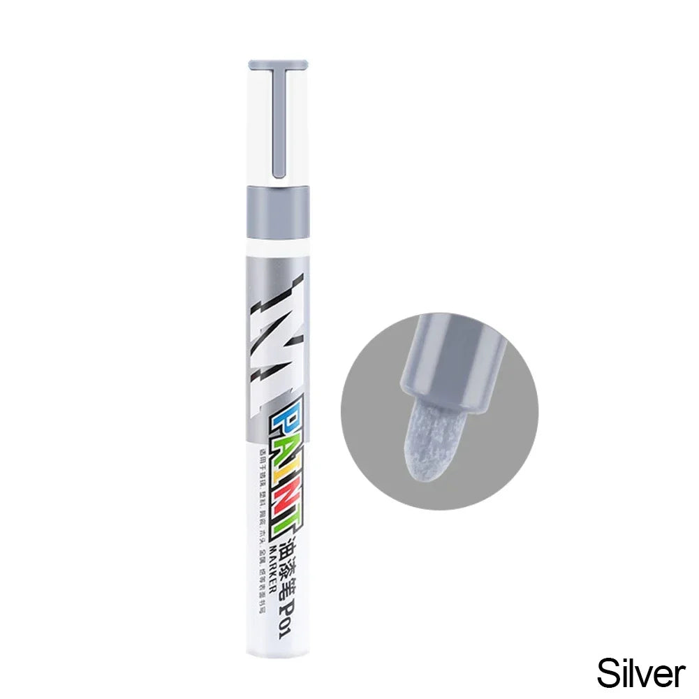 Car Paint Scratches Repair Brush Pen Waterproof Water Paint Marker Pen Car Tire Tread Care Automotive Black White Red Silver