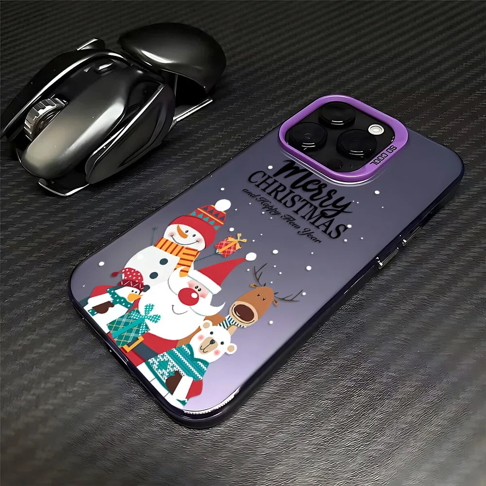 Santa Claus Elk Snowman Christmas Phone Case For iPhone 17 16e 16 15 14 13 12 11 mini Pro Max X XR 8 7 Air Plus Anti Fall Cover