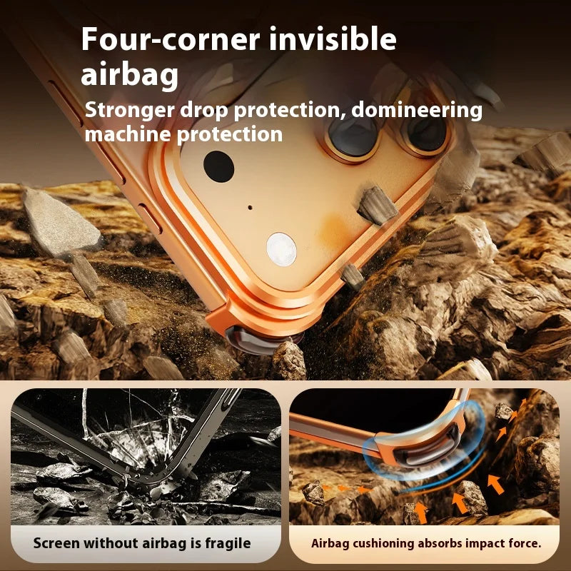 Oatsbasf Metal Phone Case for iPhone 17 Pro Max/17 Pro with Magnetic Stand 360° Rotatable Magsafe Aluminum Metal Frameless Cover