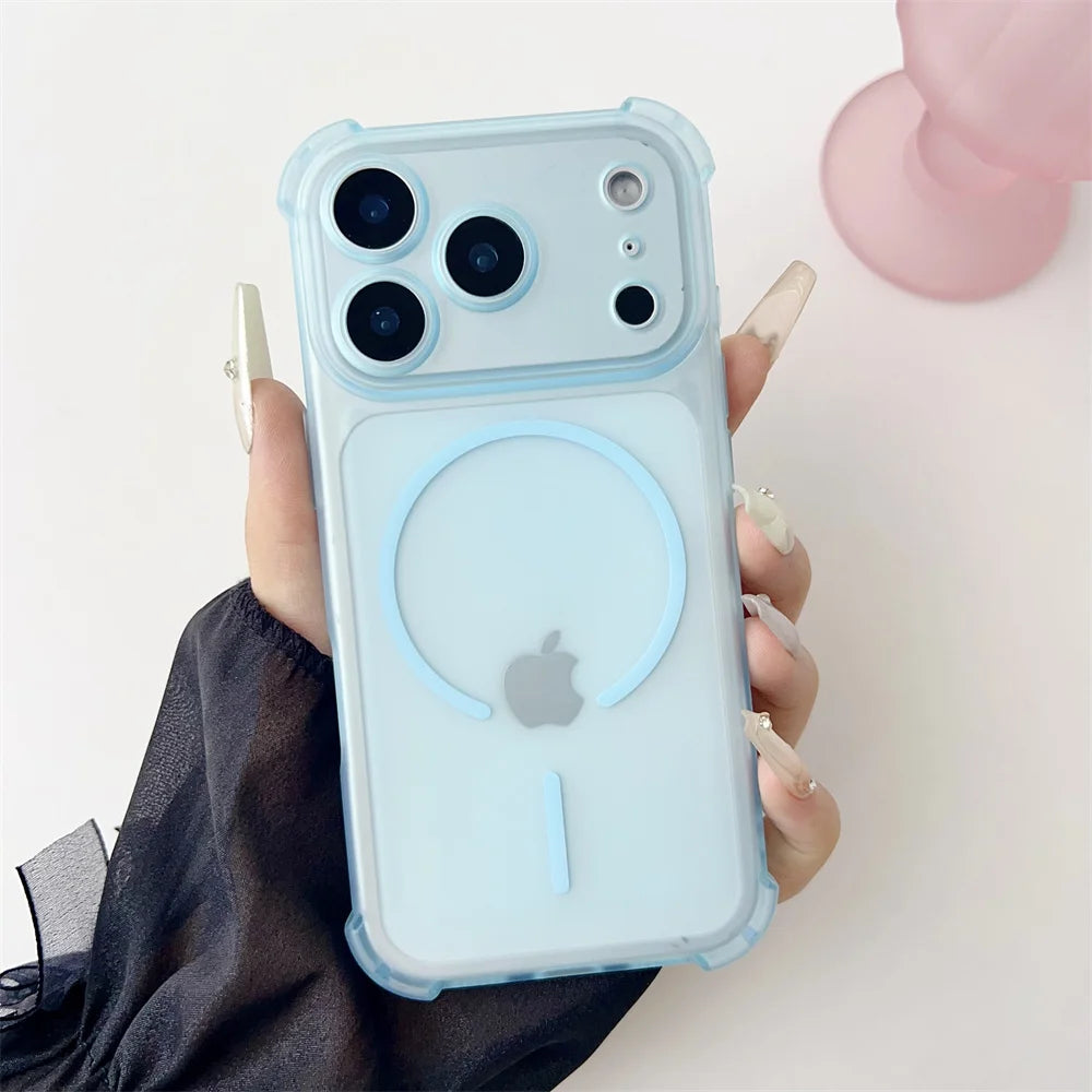 For Magsafe Clear Matte Shockproof Armor Phone Case For iPhone 17 16 15 14 13 12 Pro Max Air Plus Lens Protective Soft TPU Cover