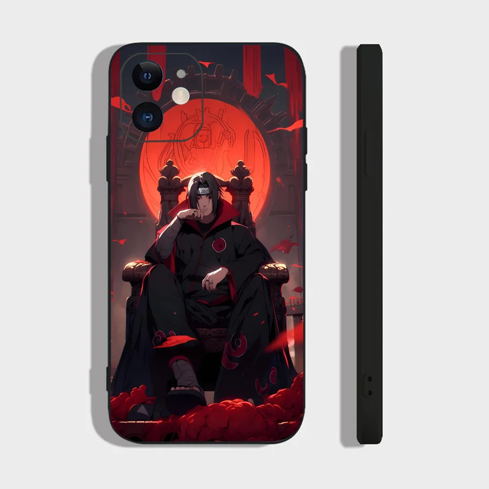 Classic Anime Narutos Uchiha Itachi Phone Case For IPhone 16 15 14 13 Pro Max 11 12 Mini X Xs XR Se 2022 Black Silicone Cover