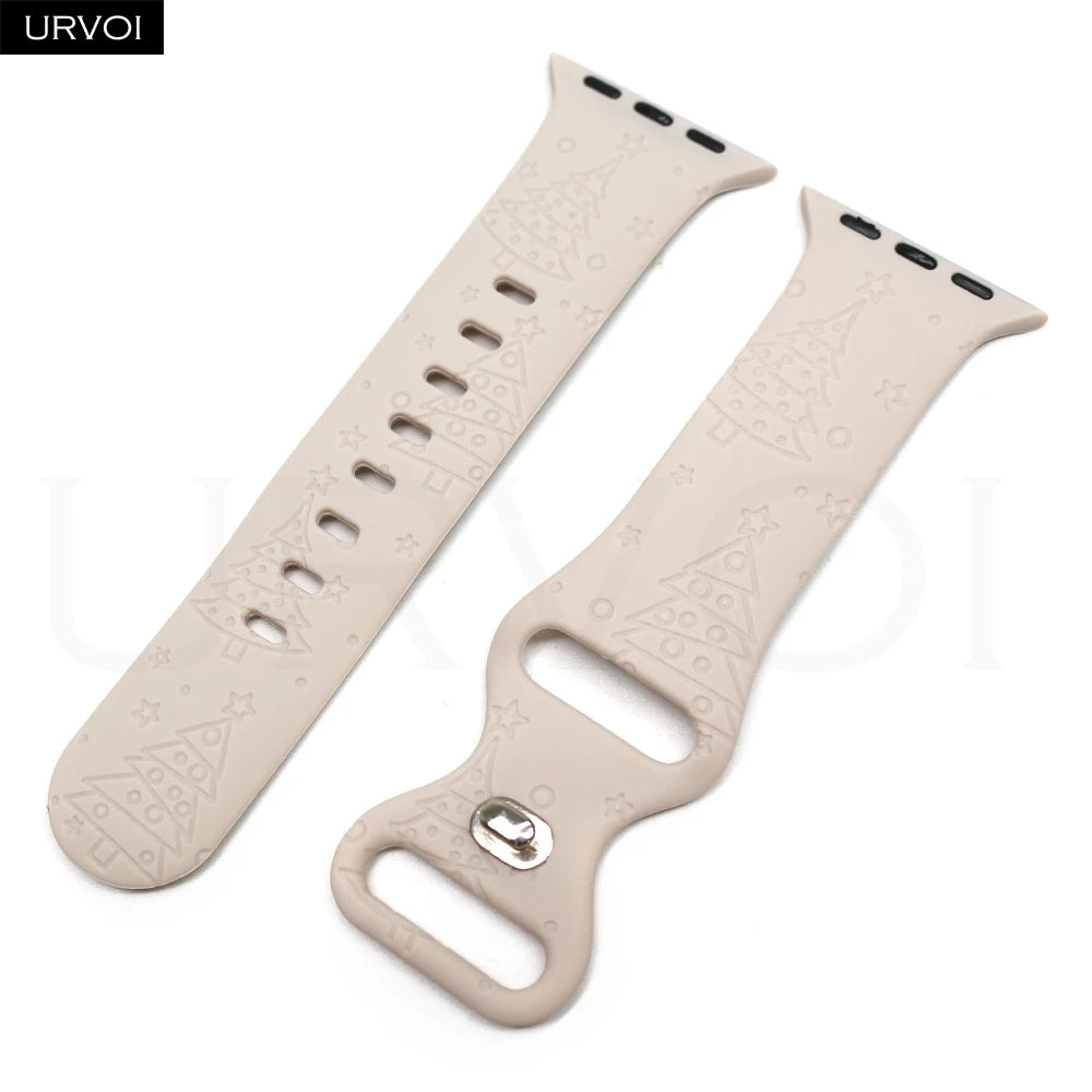 URVOI Christmas Sport Band for Apple Watch ultra 2 3 Series 11 10 9 8 Xmas tree silicone strap for iWatch Santa red green white
