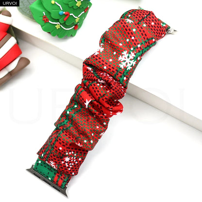 URVOI Band for Apple Watch Series 11 10 9 8 7 SE 3 Nylon loop Elastic Hairband Strap for iWatch Xmas gift red Christmas bowknot