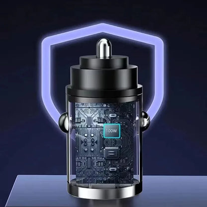 USB Type C Car Charger Max 100W Mini Car Charger Fast Charging Head Dual-Port Mobile Phone Car Charger For Xiaomi Samsung Huawei