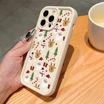 Santa Claus Reindeer And Snowman Phone Case For iPhone 17 16 Pro Max 15 14 13 12 11 XS XR 7 8 Plus 16E Shockproof Soft TPU Cover