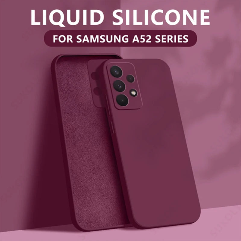 Liquid Silicone Case For Samsung Galaxy S25 Edge S25 S24 S23 S22 Ultra Plus S24 FE A56 A54 A53 A55 A16 Camera Protect Soft Cover