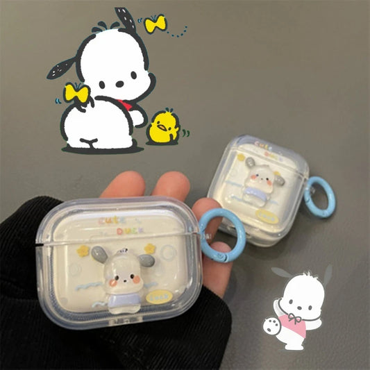 Sanrio Pochacco Earphone Case for AirPods 4 1 2 3 Pro Cartoon Wireless Bluetooth Silicone Headphone Transparent Protective Cover