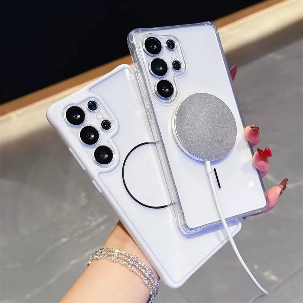 Shockproof Clear Magnetic Phone Case for Magsafe Lens Film For Samsung Galaxy S25 Edge S24 Ultra Plus S23 FE A56 A36 A35 A17 A16